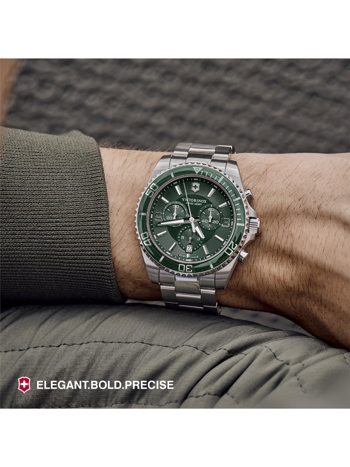 Victorinox Men 43 mm Size Green Dial Maverick Chronograph Watch - 241946