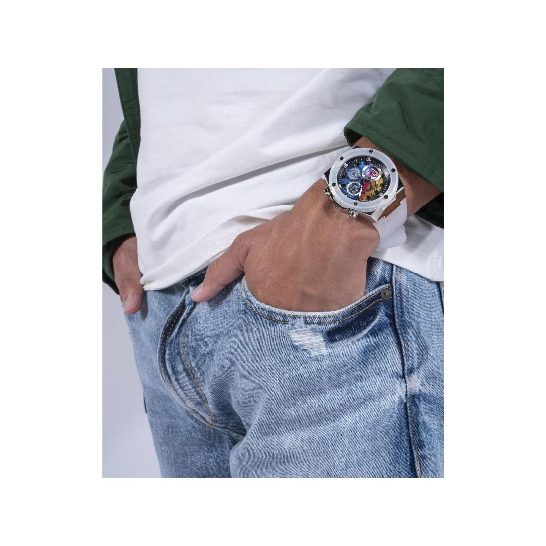 Guess Men 46 mm Size Rainbow Dial Round Analog Watch - GW0425G4