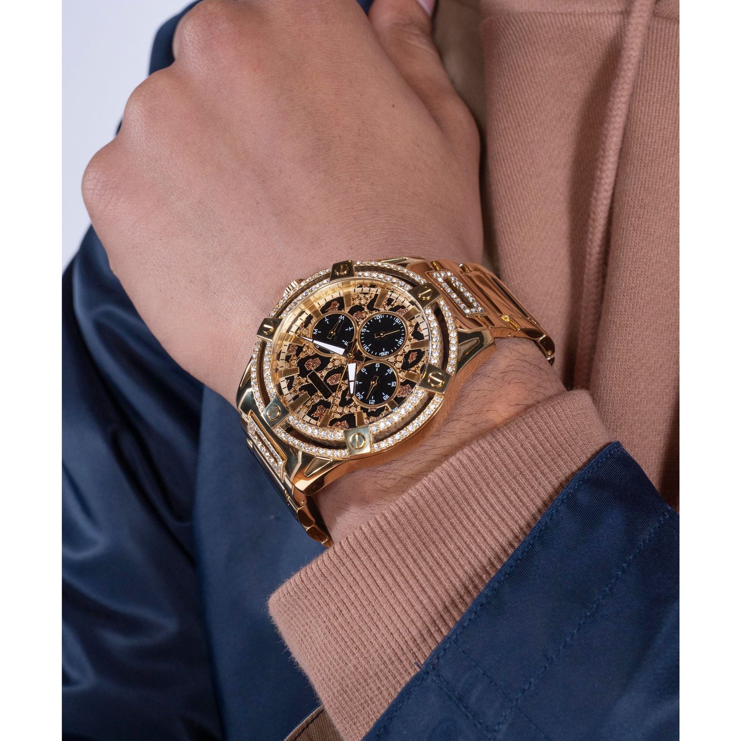 Guess Trend 48 mm Animal Print Dial Men Chronograph Watch- GW0497G4