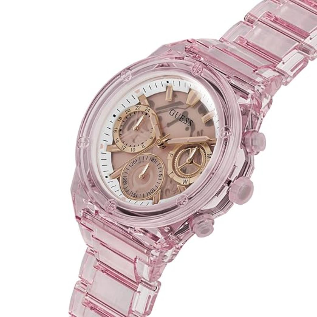 GUESS Sport 39 mm Pink Dial Women Chronograph Watch- GW0650L4