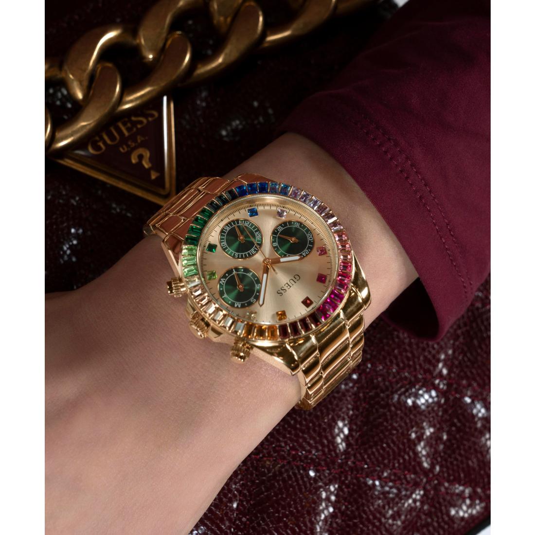 GUESS Halo Gold Tone Round Dial Analog Women's Watch - GW0690L4