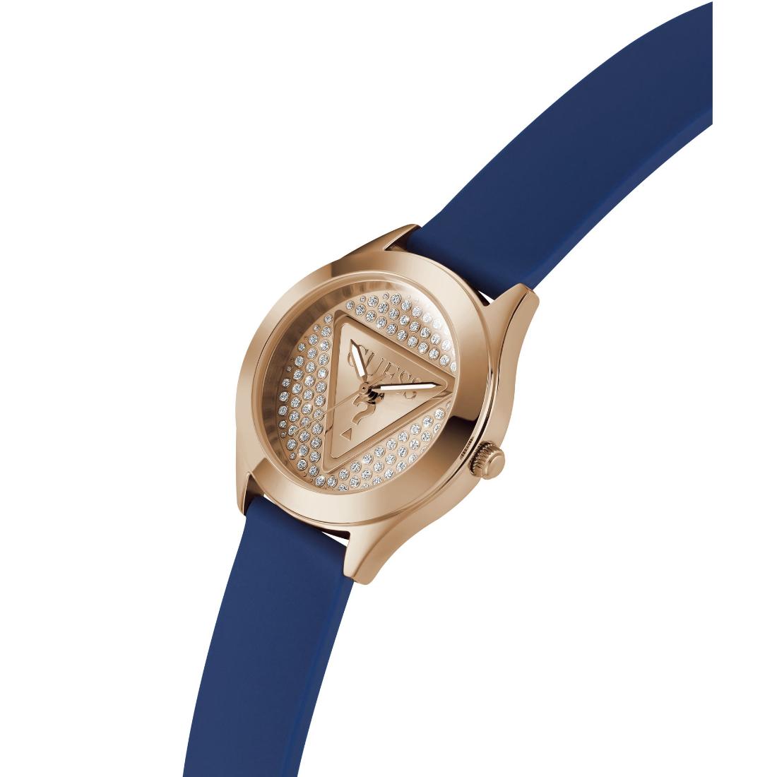GUESS Glitz Plaque Rose Gold Round Dial Analog Women's Watch - GW0745L4