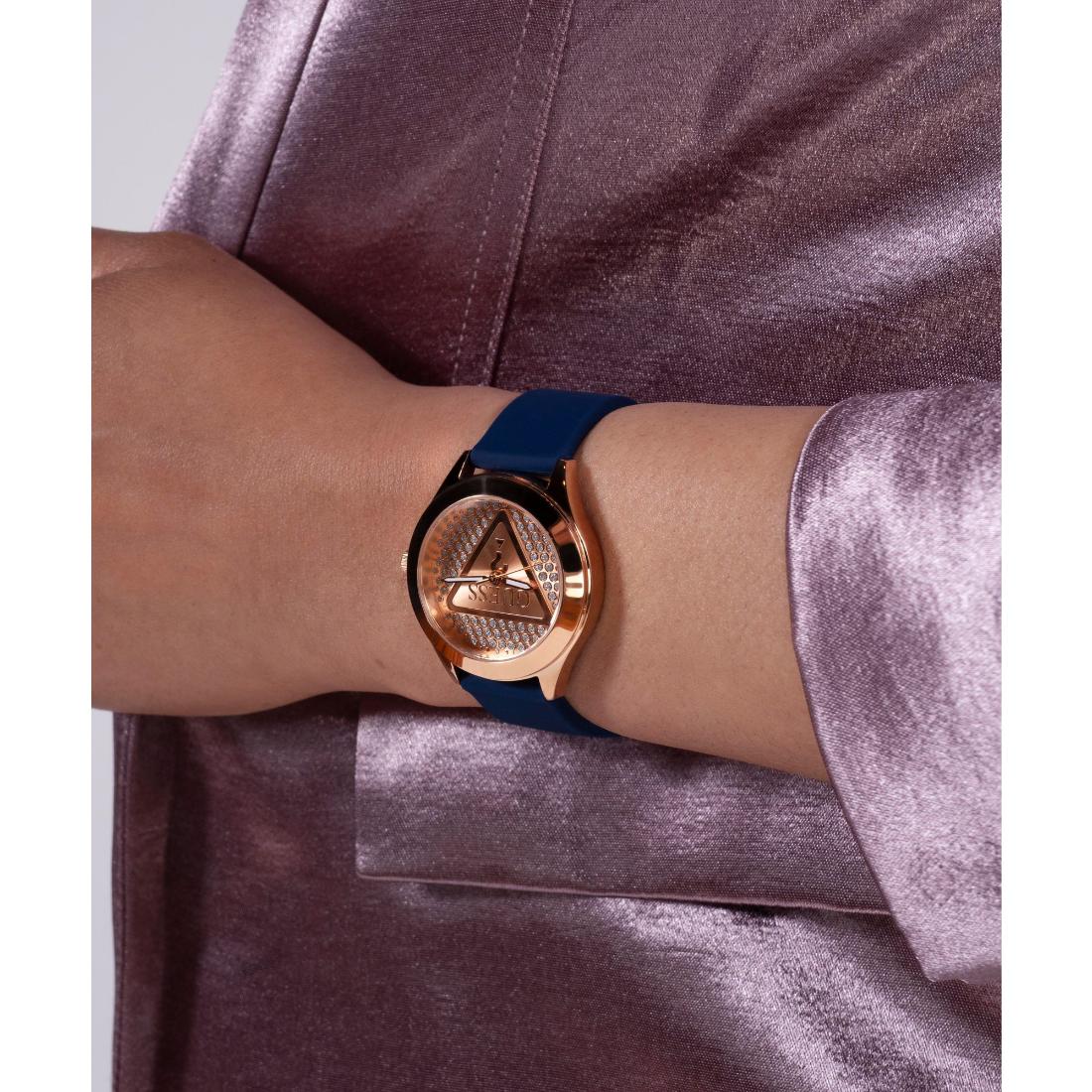 GUESS Glitz Plaque Rose Gold Round Dial Analog Women's Watch - GW0745L4