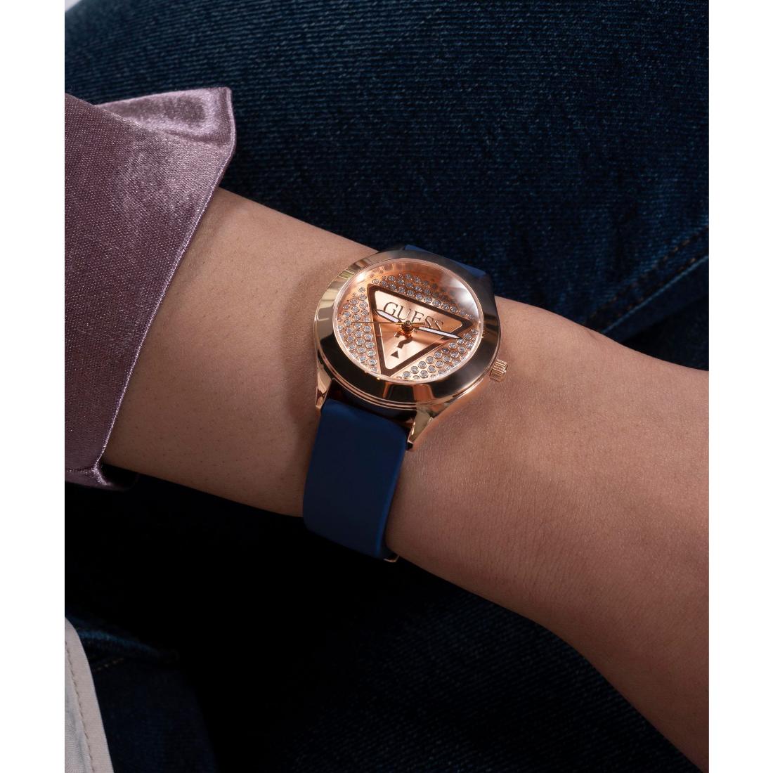 GUESS Glitz Plaque Rose Gold Round Dial Analog Women's Watch - GW0745L4