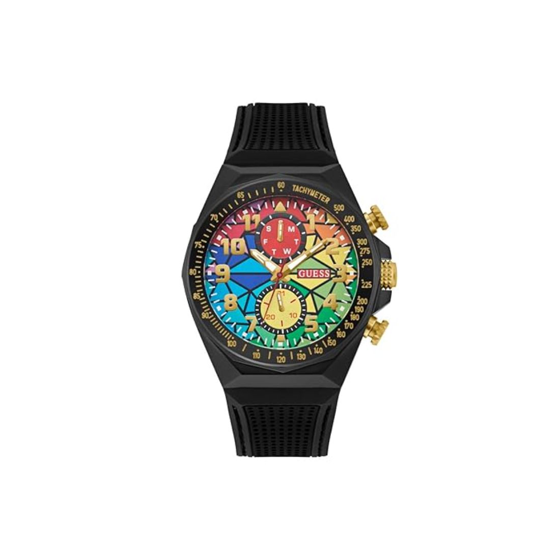 Guess D1 46 mm Rainbow Dial Multi-Function Men Watch- GW0902G3