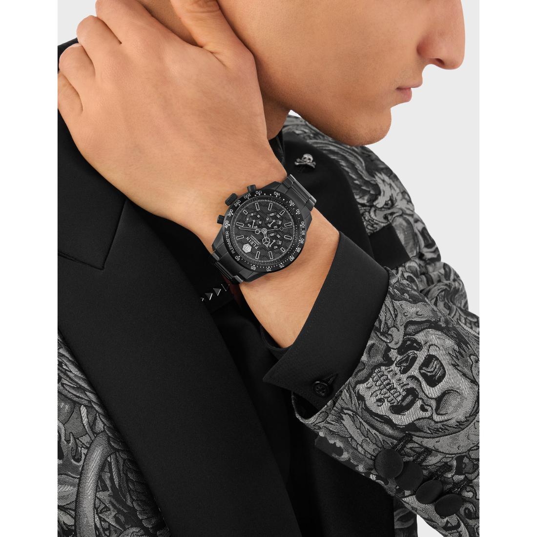 Philipp Plein Date Superlative 44 mm Black Dial Analog Men Watch- PWPYA0624