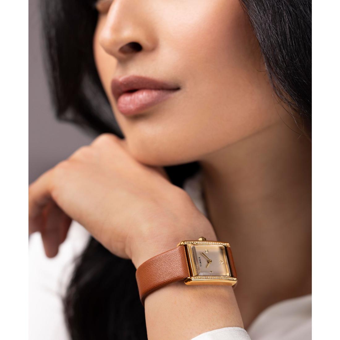Timex Trend 24 mm Gold-Tone Dial Women Analog Watch- TW2W63900