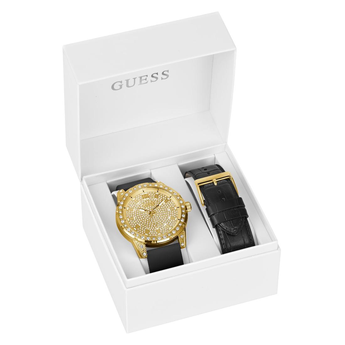 Guess Box Sets 46 mm Champagne Dial Men Analog Watch- U1436G1M