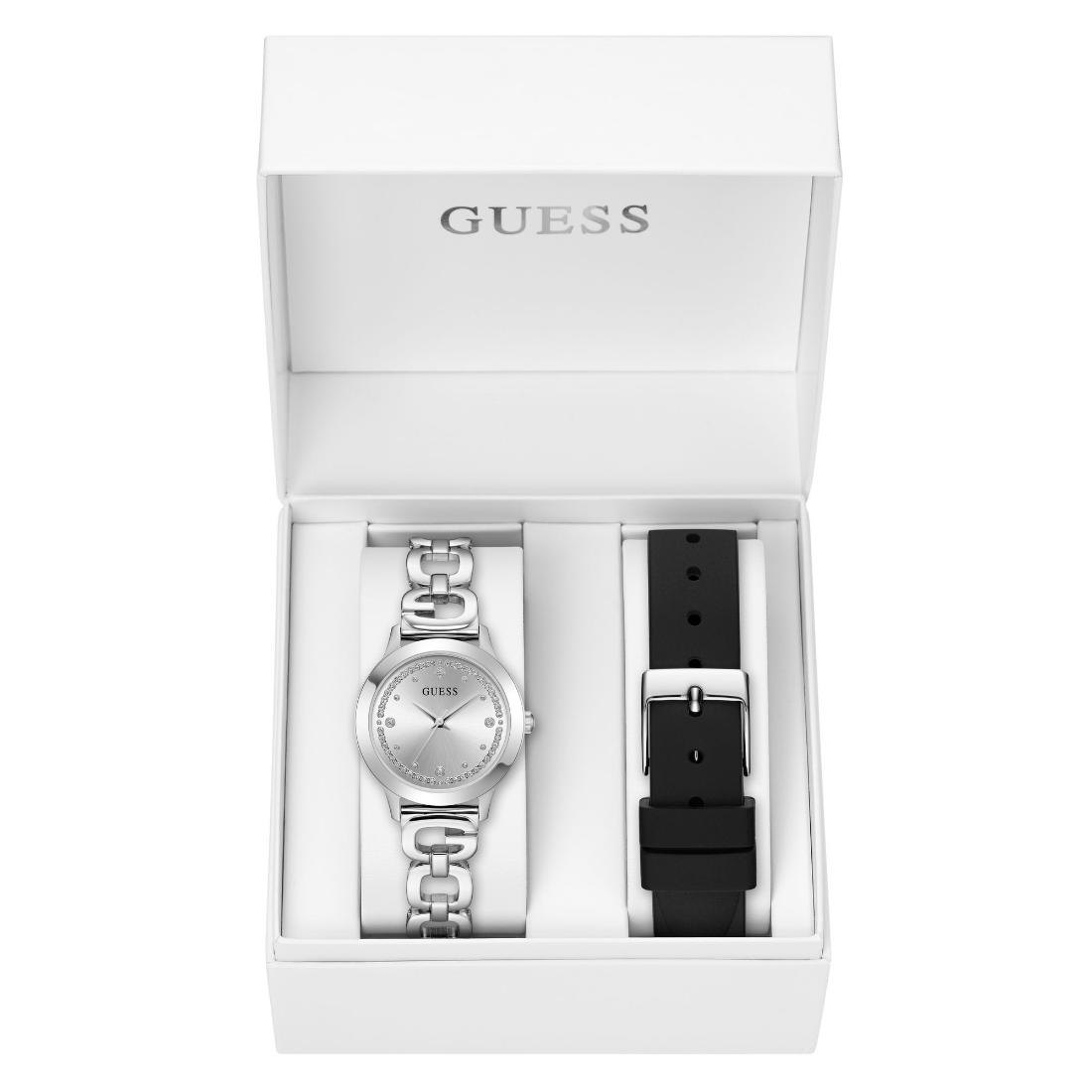 Guess Box Sets 30 mm Silver Dial Women Analog Watch- U1448L1M