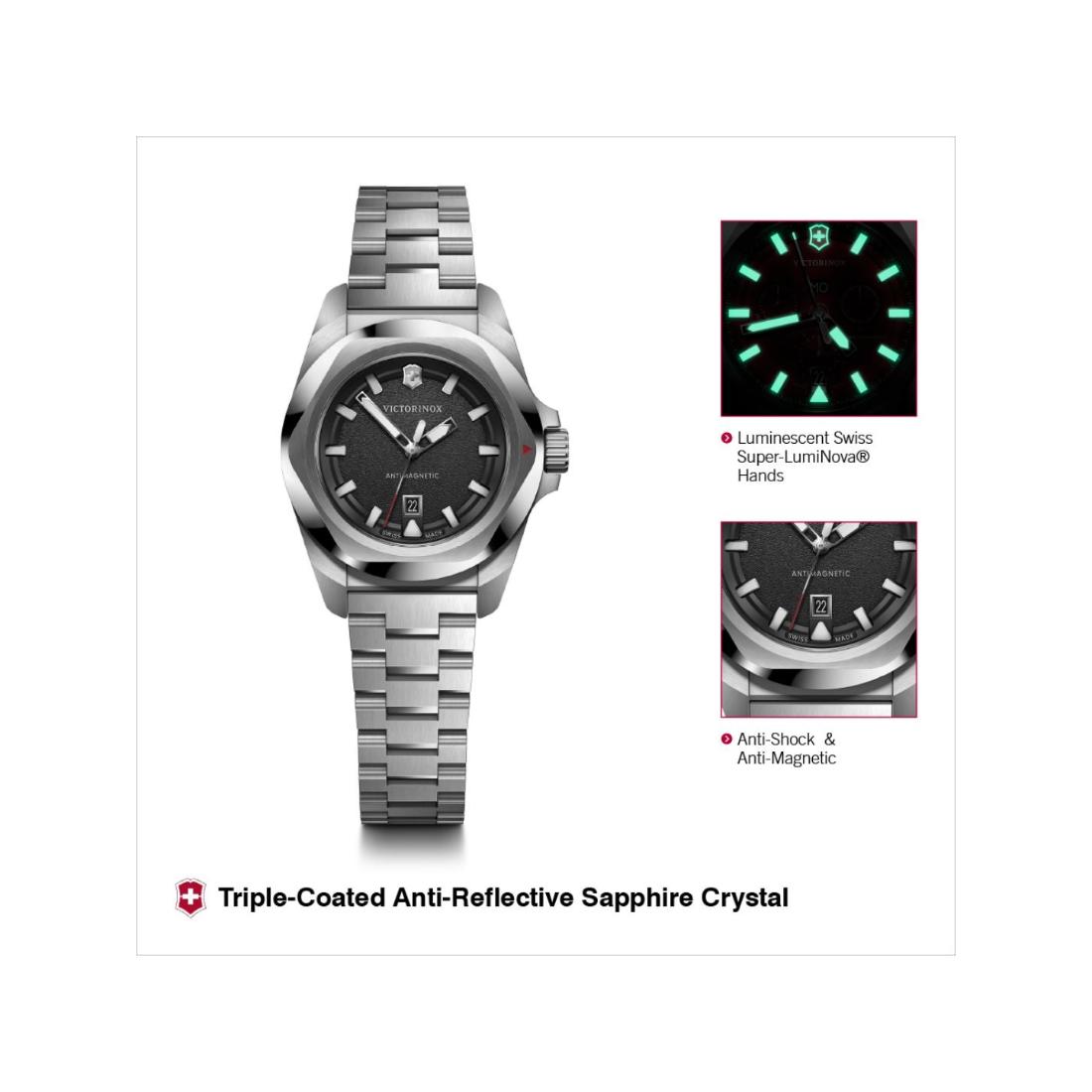 Victorinox I.N.O.X. Small Quartz Black Dial 32 mm Women Watch- 242036