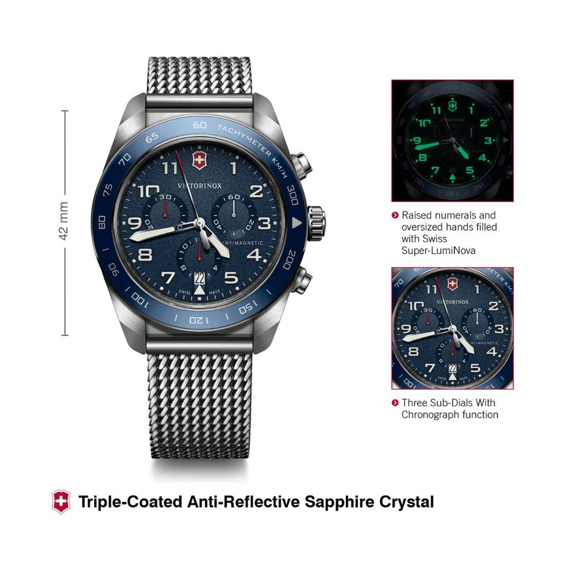 Victorinox Swiss Army Men Chronograph Watch 42 mm Blue Dial-V242049
