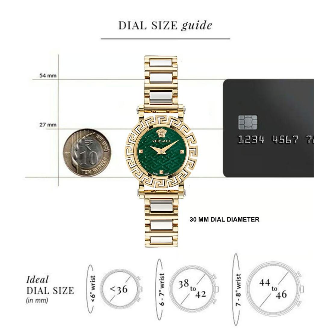 Versace Greca Glam 30 mm Green Dial Women Analog Watch- VE2Q00622
