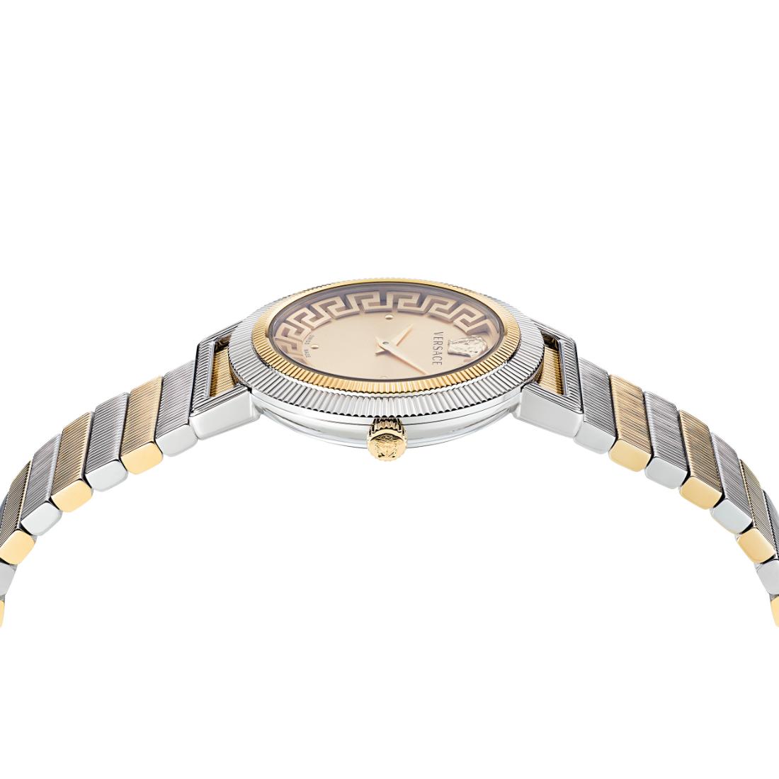 Versace Greca Chic 44 mm Gold Dial Women Analog Watch- VE3D00422
