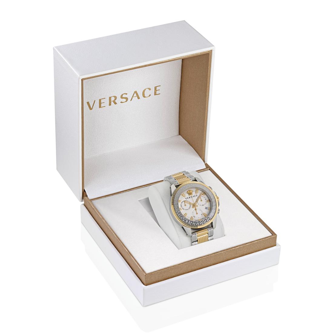 Versace Greca Act.Chrono 45 mm White Dial Men Watch- VE3J00522