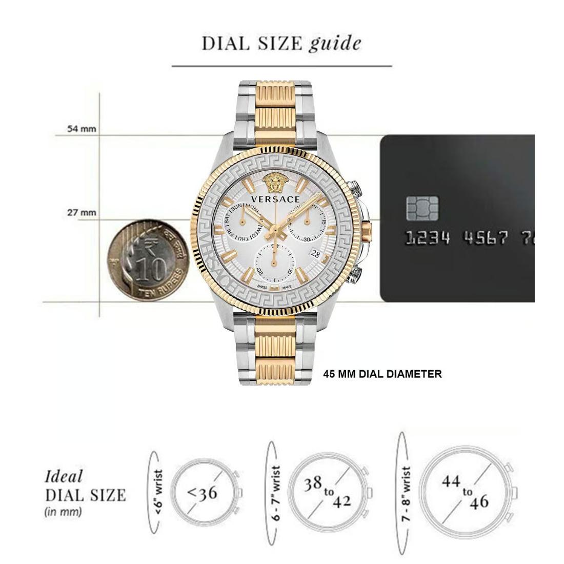 Versace Greca Act.Chrono 45 mm White Dial Men Watch- VE3J00522