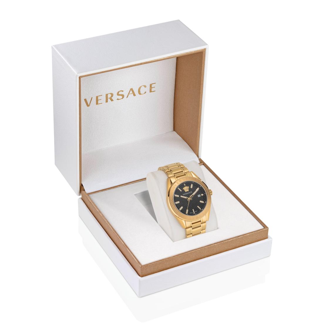 Versace V-Code 42 mm Black Dial Men Analog Watch- VE6A00623