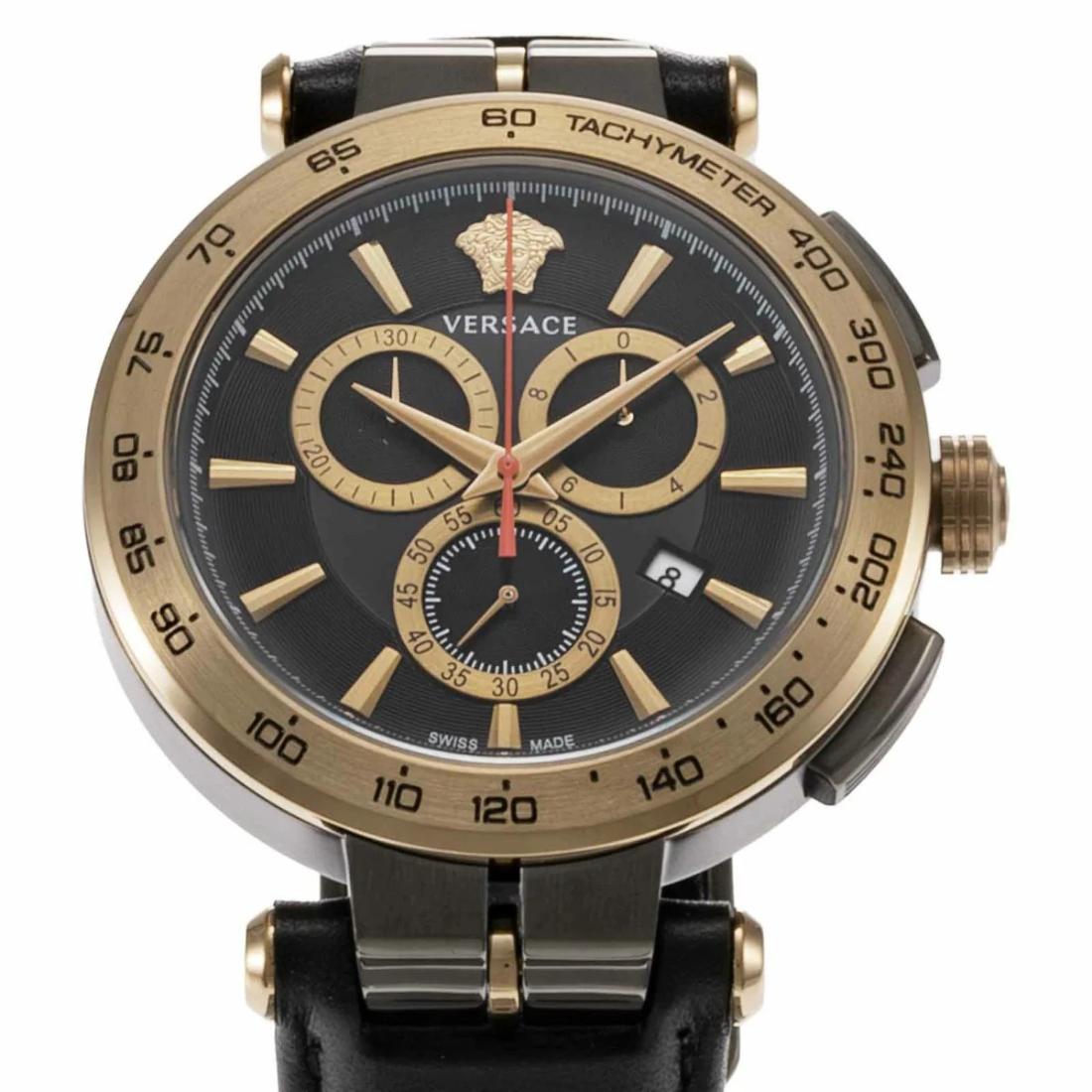 Versace Aion Chrono 45 mm Black Dial Men Watch- VE6CA0323
