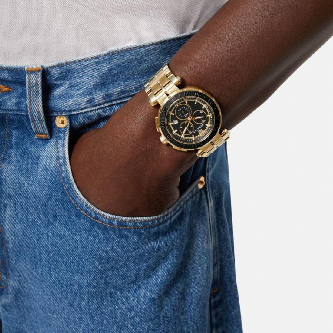 Versace Aion Chrono 45 mm Black Dial Men Watch- VE6CA0323