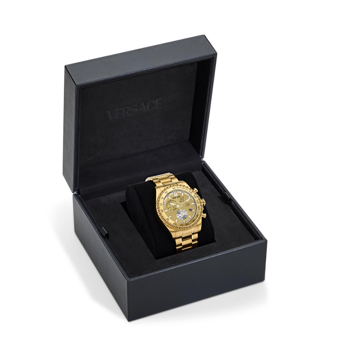 Versace Versace Chrono 44 mm Gold Dial Men Watch- VE9K01324