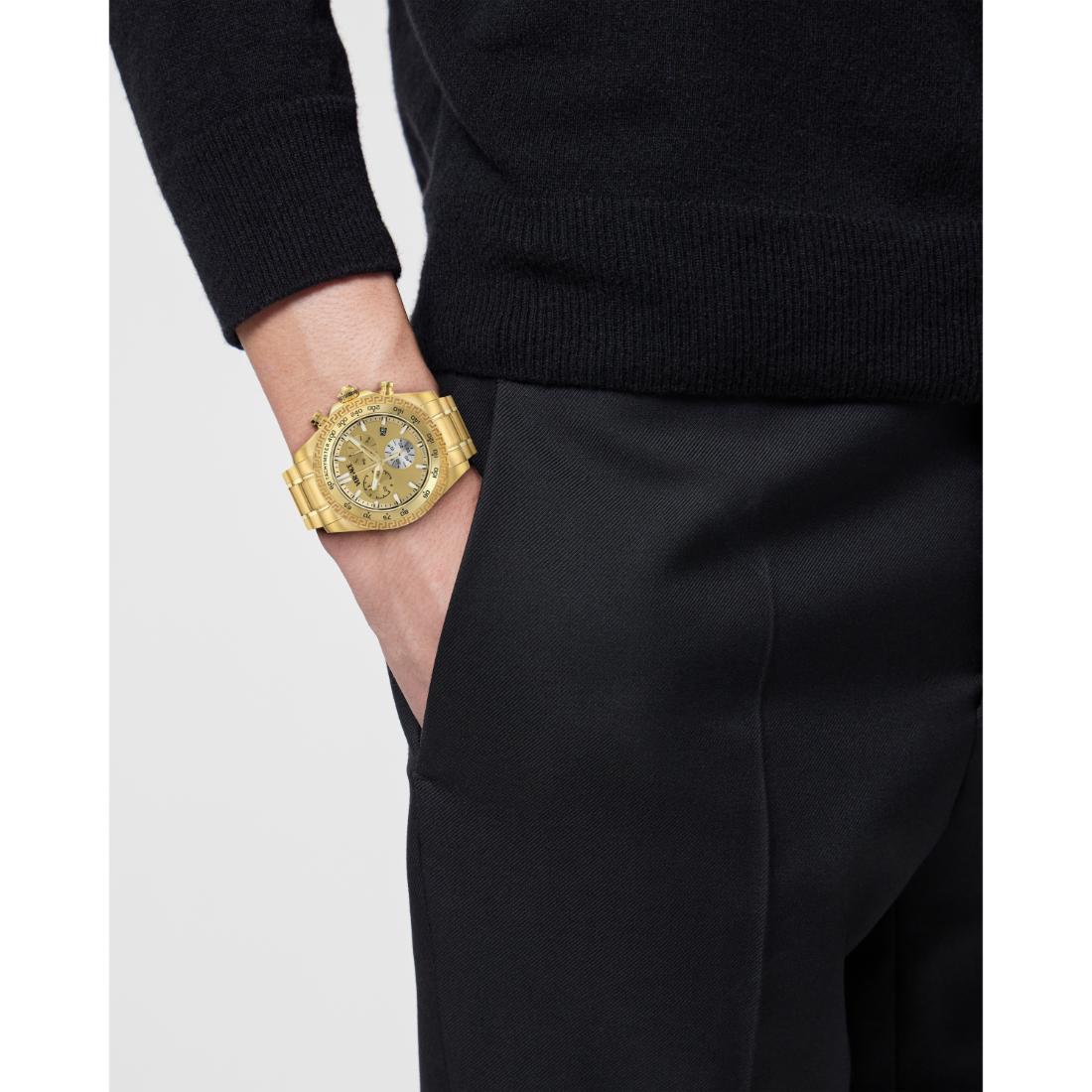 Versace Versace Chrono 44 mm Gold Dial Men Watch- VE9K01324