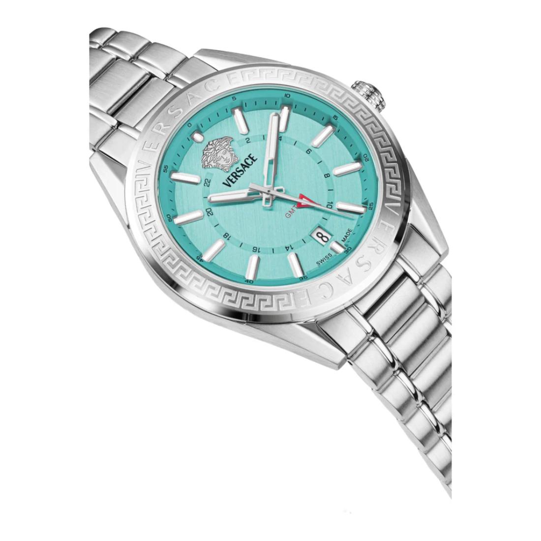 Versace V-Code Gmt.Scpecial 42 mm Turquoise Dial Men Analog Watch- VEAFA0324