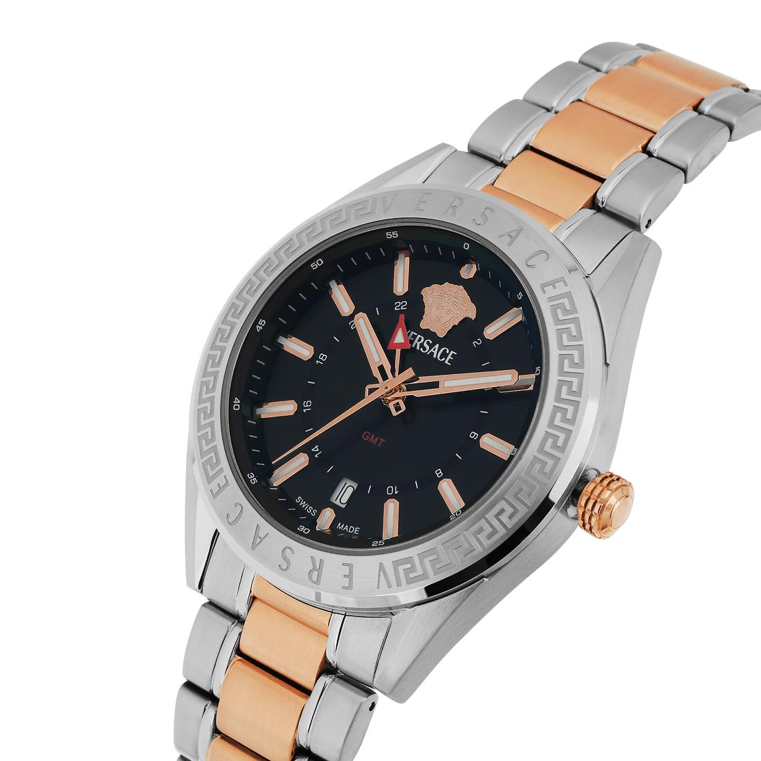 Versace V-Code Gmt.Scpecial 42 mm Black Dial Men Analog Watch- VEAFA0624