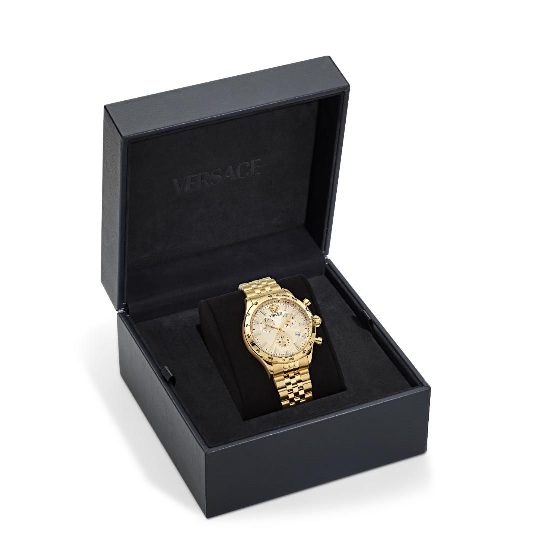 Versace Helleny.Chrono 40 mm Gold Dial Men Watch- VECFA0424