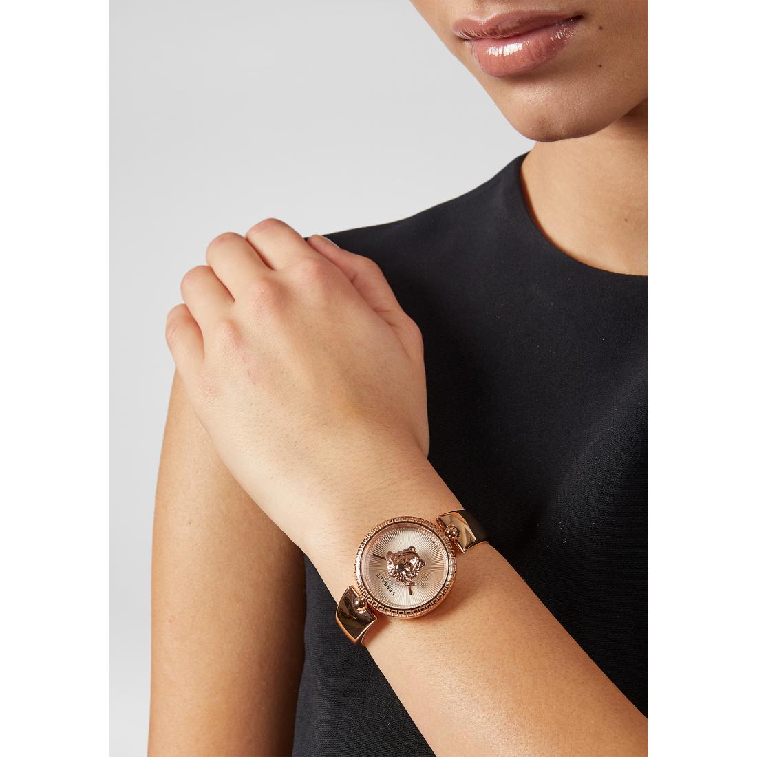 Versace Palazzo 34 mm Rose Gold Dial Women Analog Watch- VECQ00718
