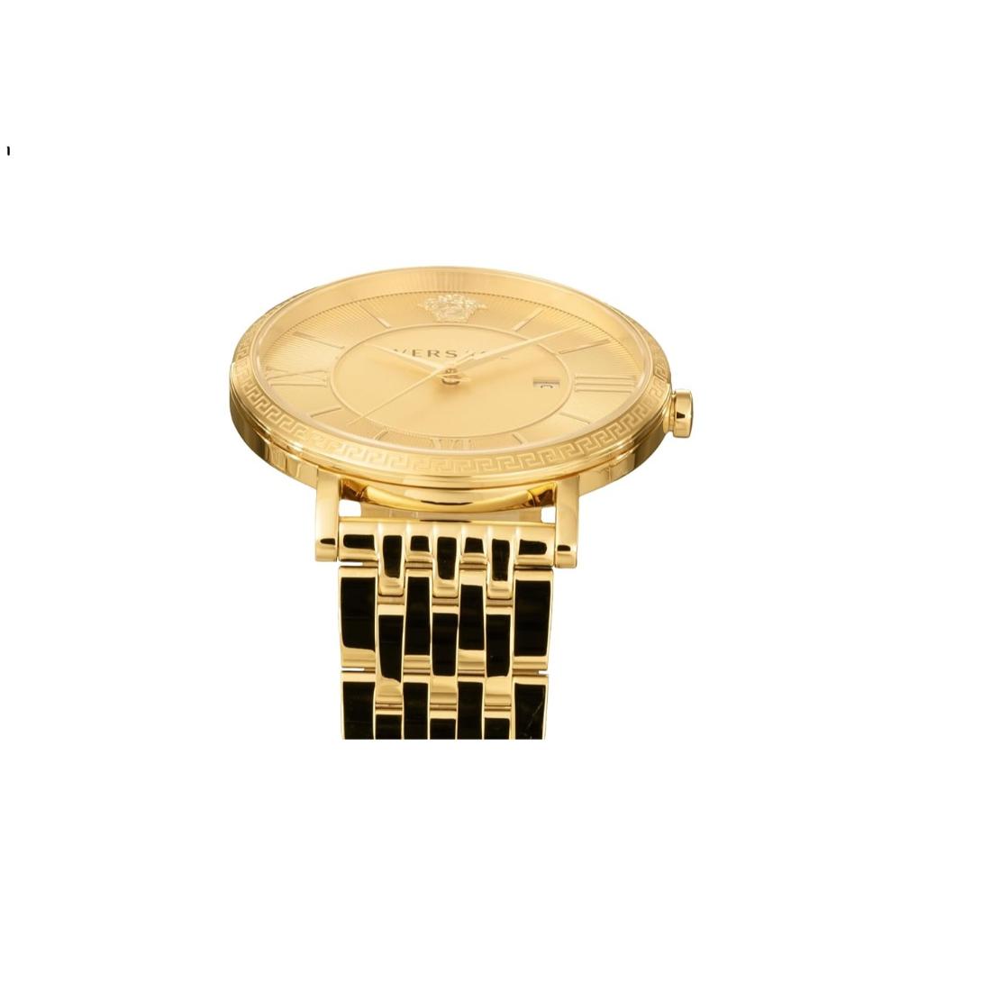 Versace V-Eternal 42 mm Gold Dial Men Analog Watch- VENCA0524