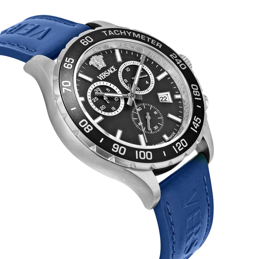 Versace Men 43 x 56.6mm Size Blue Round Dial Analog Watch- VEPCA0124