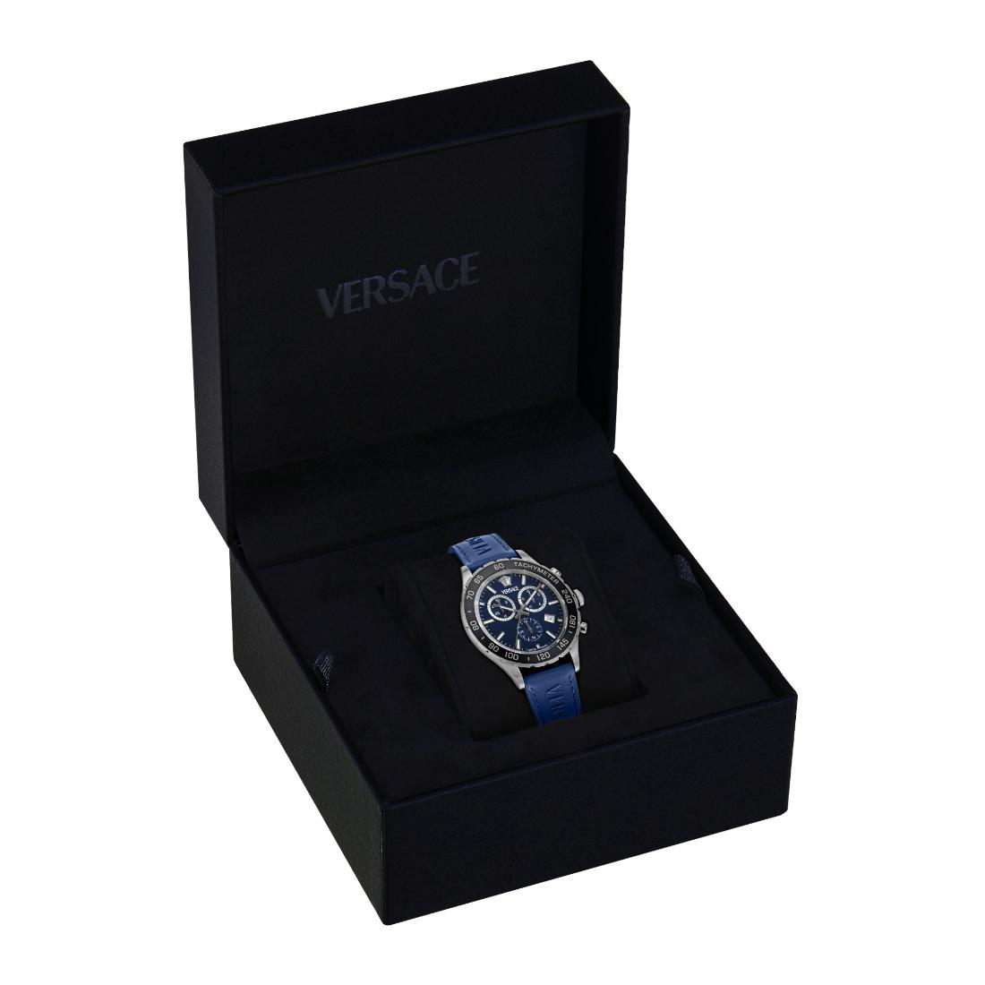 Versace Men 43 x 56.6mm Size Blue Round Dial Analog Watch- VEPCA0124