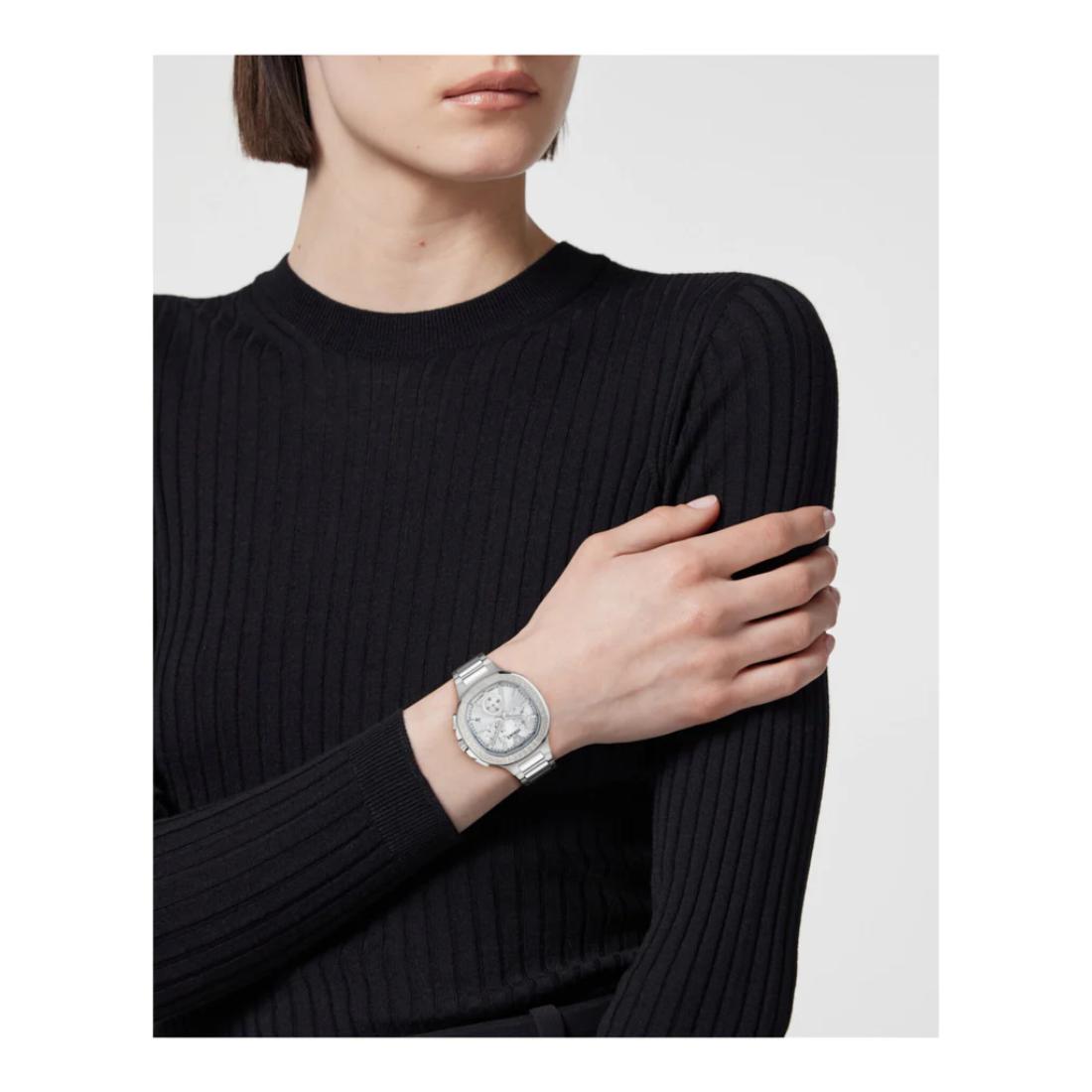 Versace V-Lady 40 mm White-Silver Dial Unisex Chrono Watch- VEVCA0424