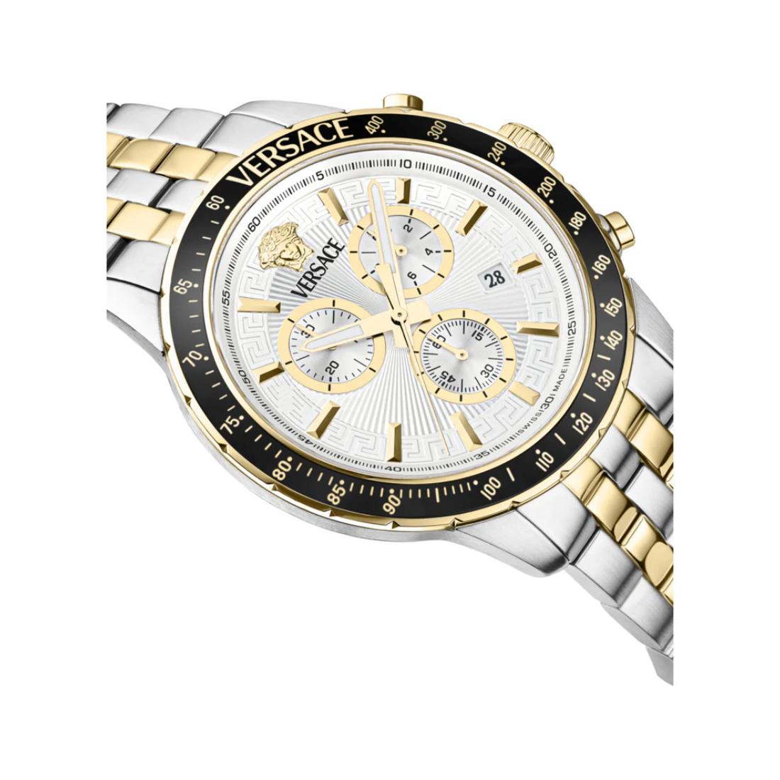 Versace Sport 44 mm Silver White Guilloch Dial Men Chrono Watch- VEZCA0624