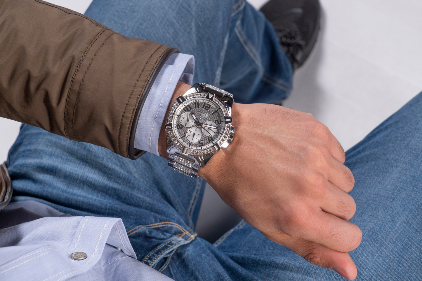 Guess Mens Sport Silver Watch - W0799G1