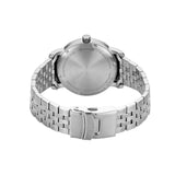 Silver watch with metal bracelet on a white background