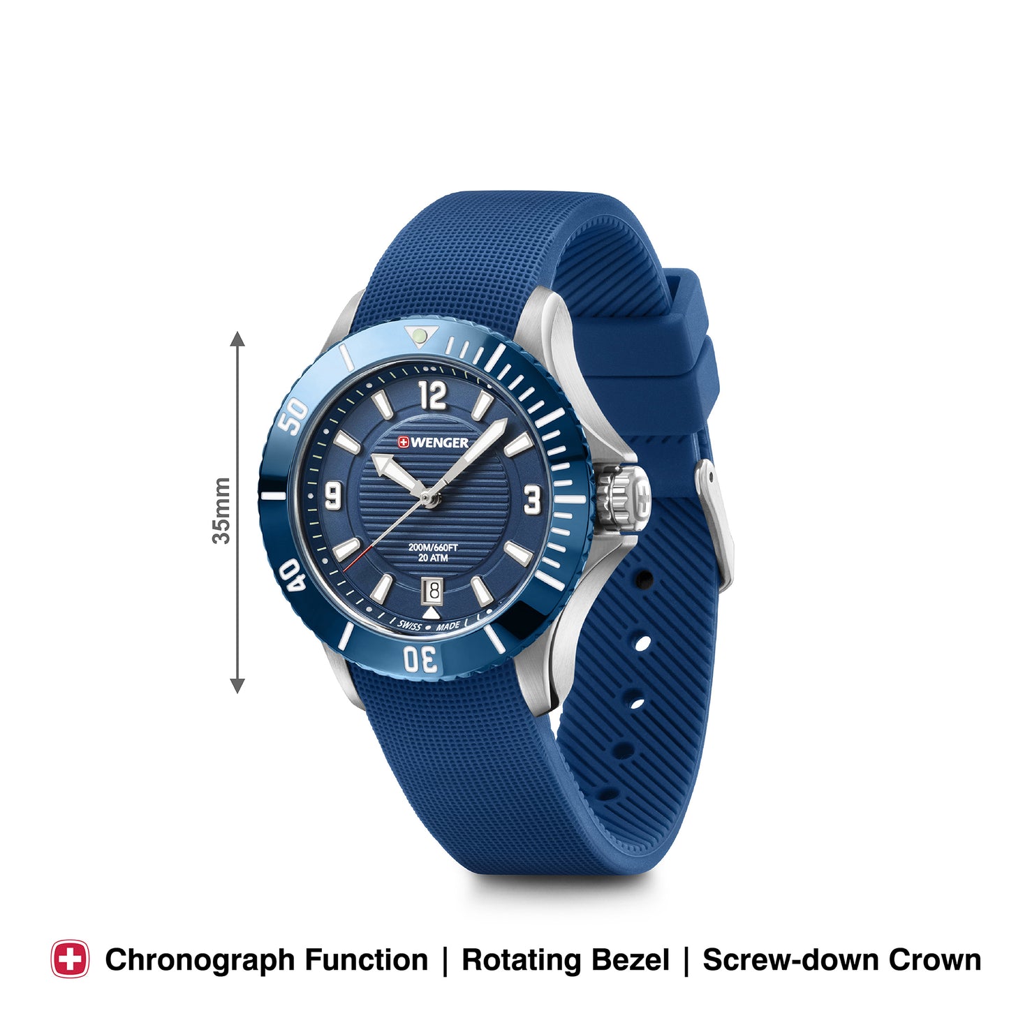 Wenger Seaforce Small 35mm Blue Dial Women Analog Watch 01.0621.112
