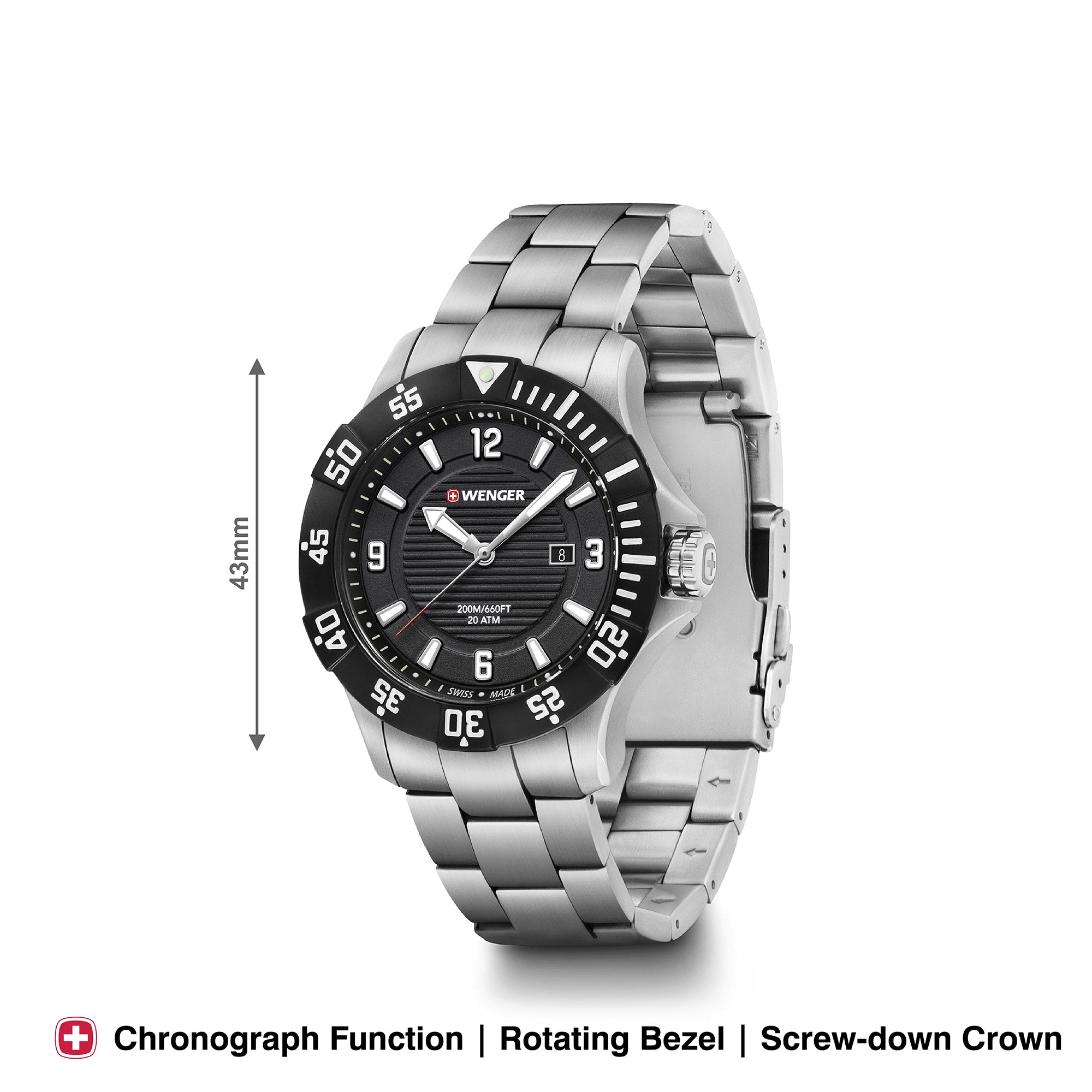 Wenger Seaforce 43mm Black Dial Men Analog Watch 01.0641.131