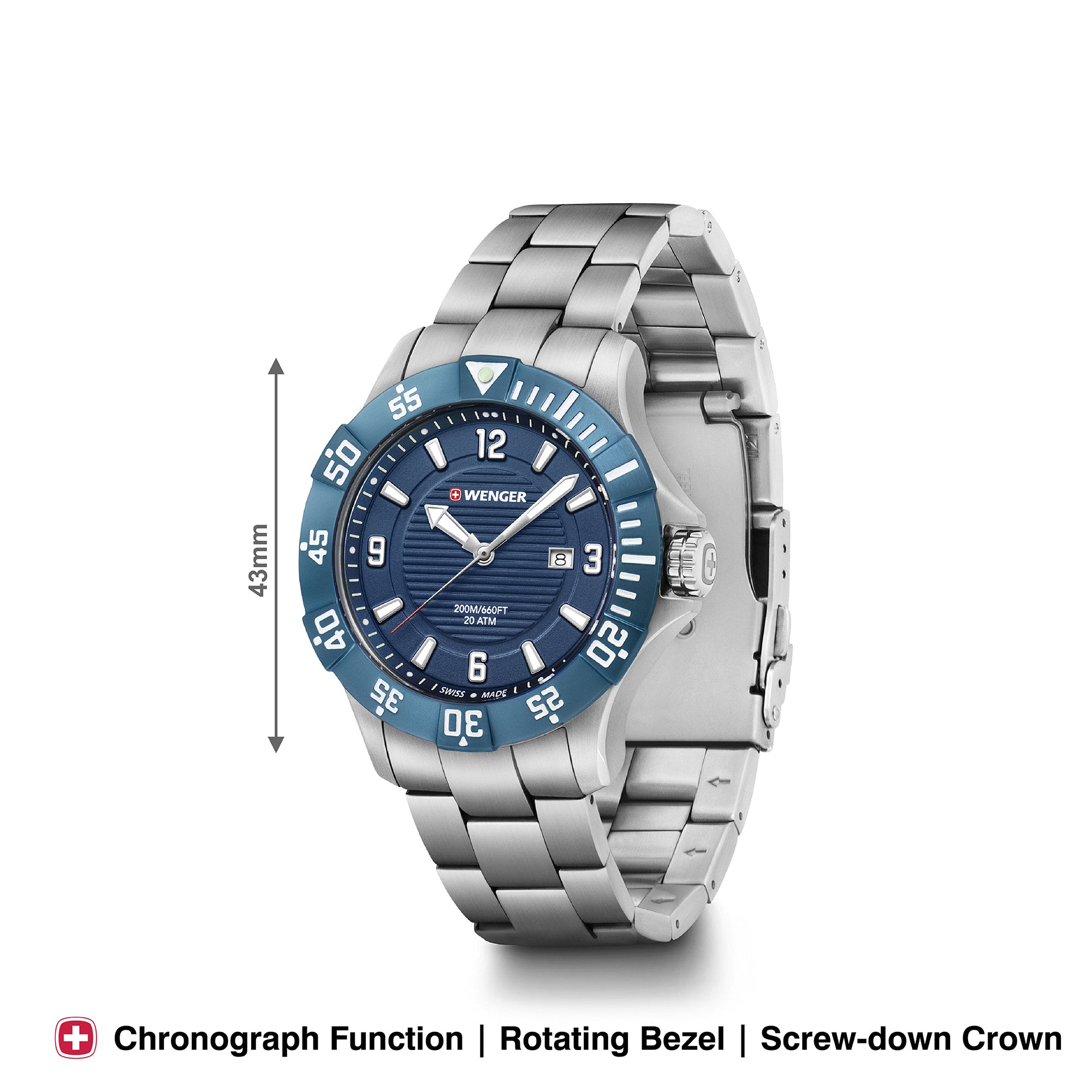 Wenger Seaforce 43mm Blue Dial Men Analog Watch 01.0641.133