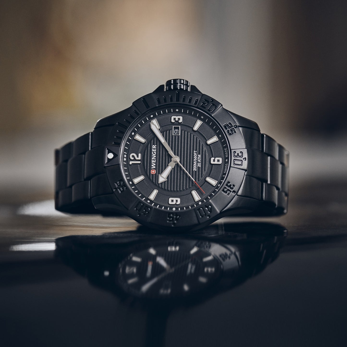 Wenger Sea Force 43mm Men Black Dial Analog Watch 01.0641.135