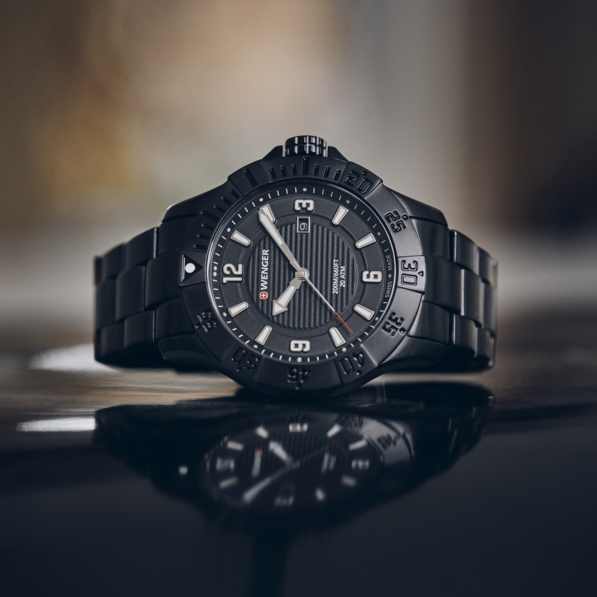 Wenger Sea Force 43mm Men Black Dial Analog Watch 01.0641.135