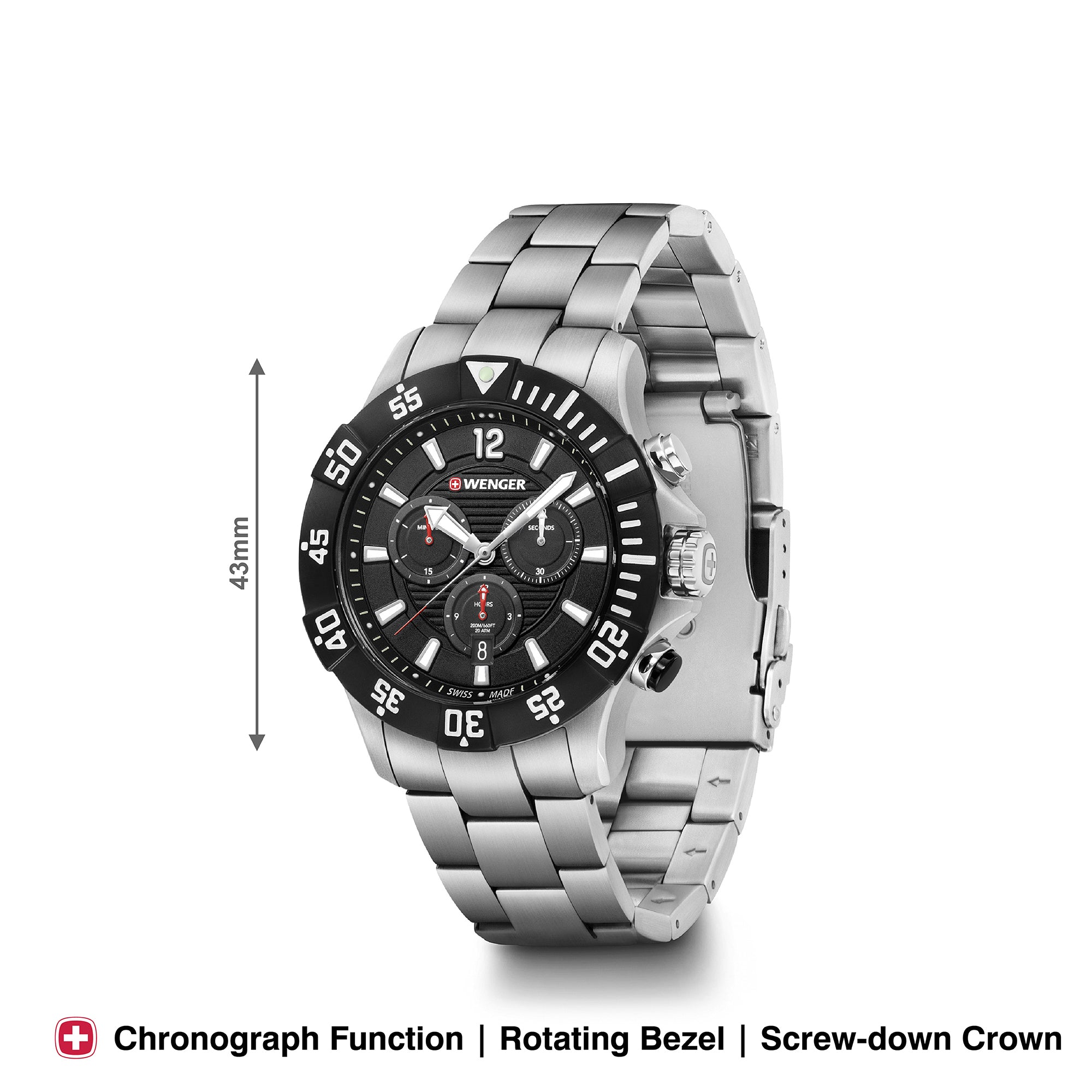 Wenger Seaforce Chrono 43mm Black Dial Men Watch 01.0643.117