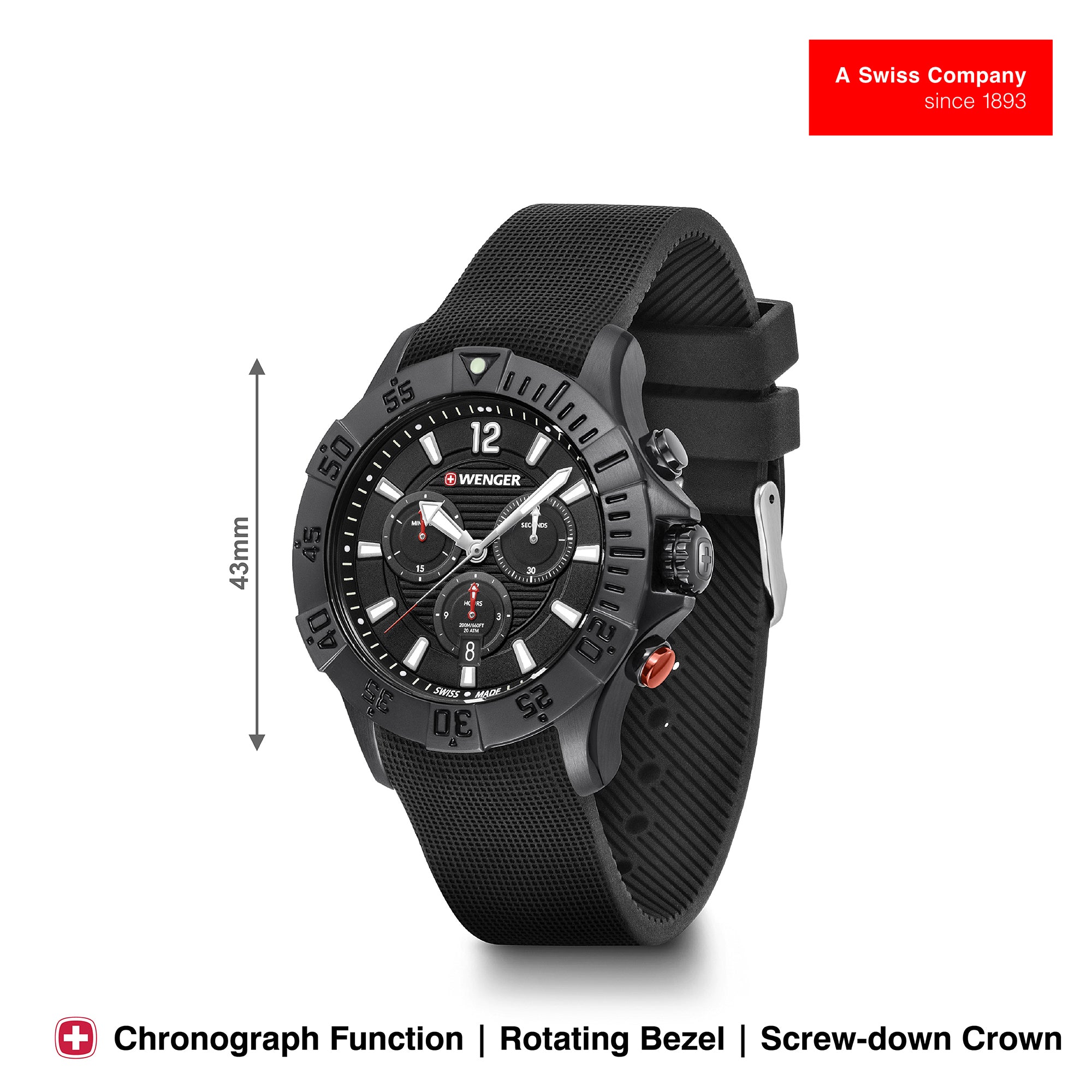 Wenger Seaforce Chrono 43mm Black Dial Men Watch 01.0643.120