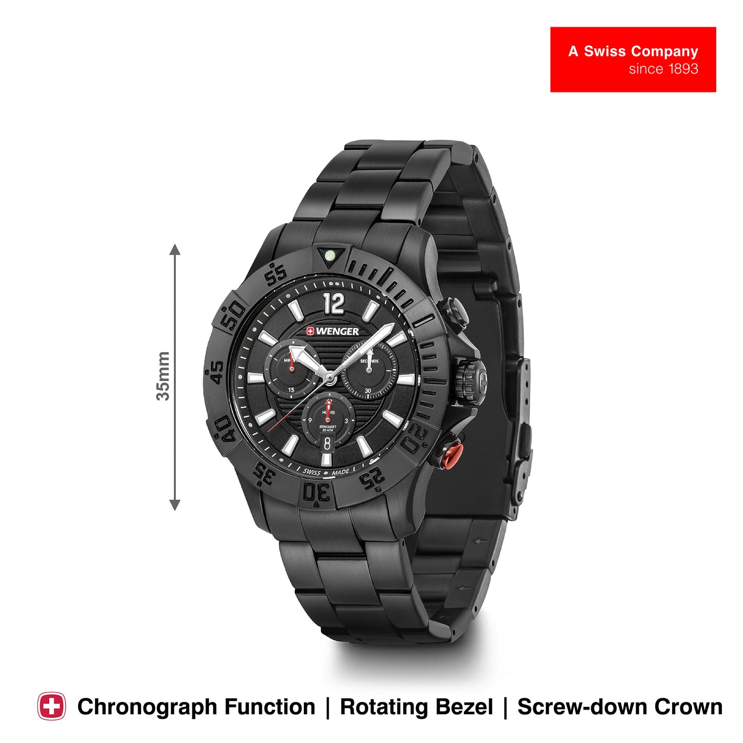 Wenger Seaforce Chrono 43mm Black Dial Men Watch 01.0643.121