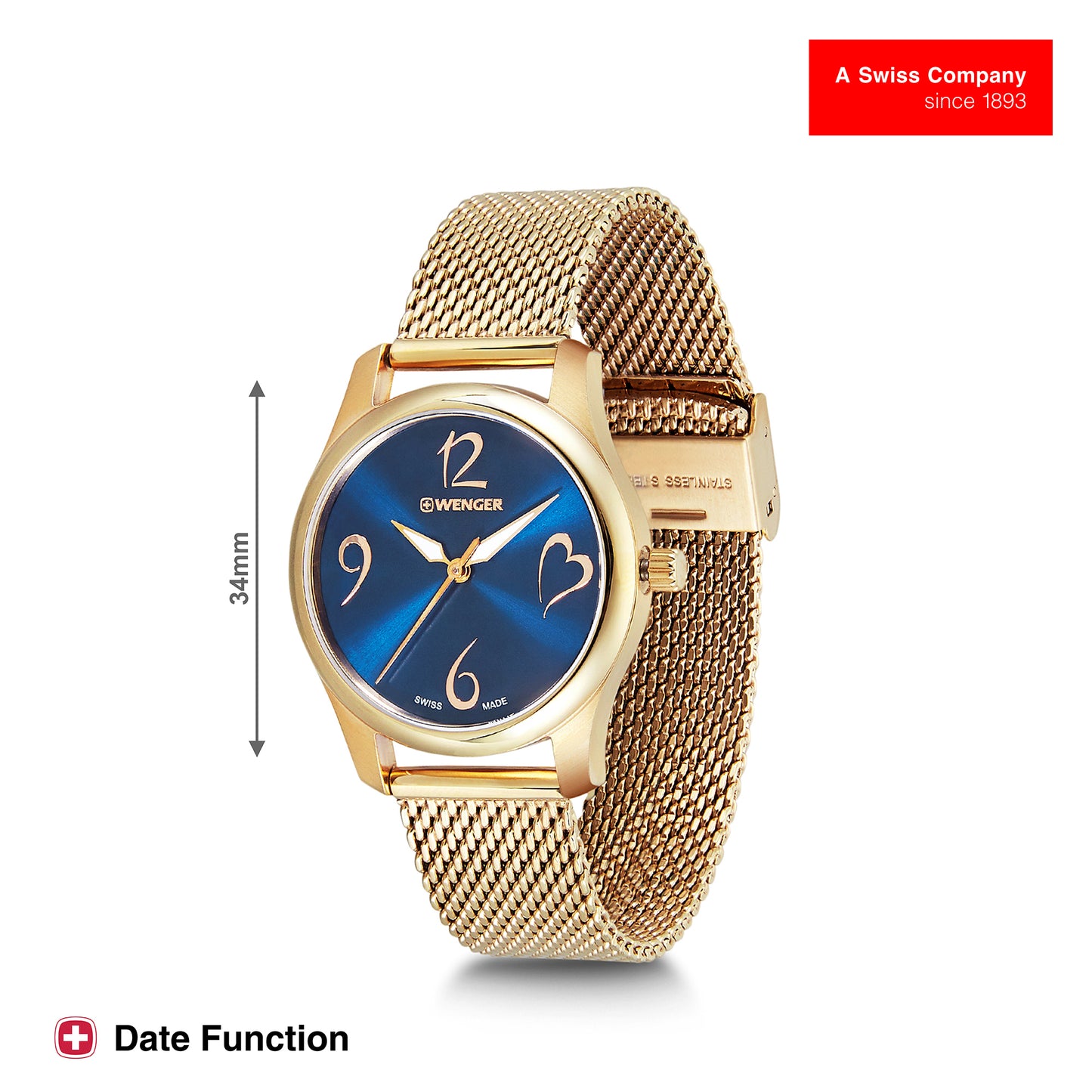 Wenger City Very 34 mm Blue Dial Women Analog Watch 01.1421.120