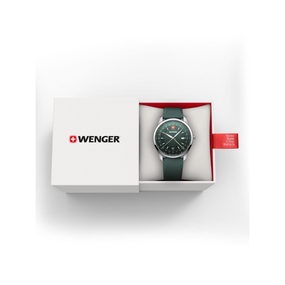 Wenger City GMT Swiss Made 42 mm Green Dial Men Watch 01.1442.101