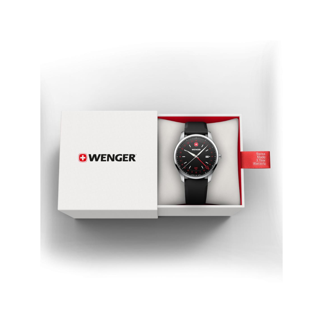 Wenger City GMT Swiss Made 42 mm Black Dial Men Watch 01.1442.102