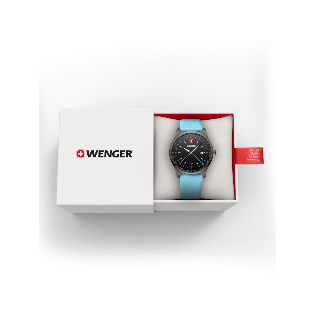 Wenger City GMT Swiss Made 42 mm Black Dial Men Watch 01.1442.103