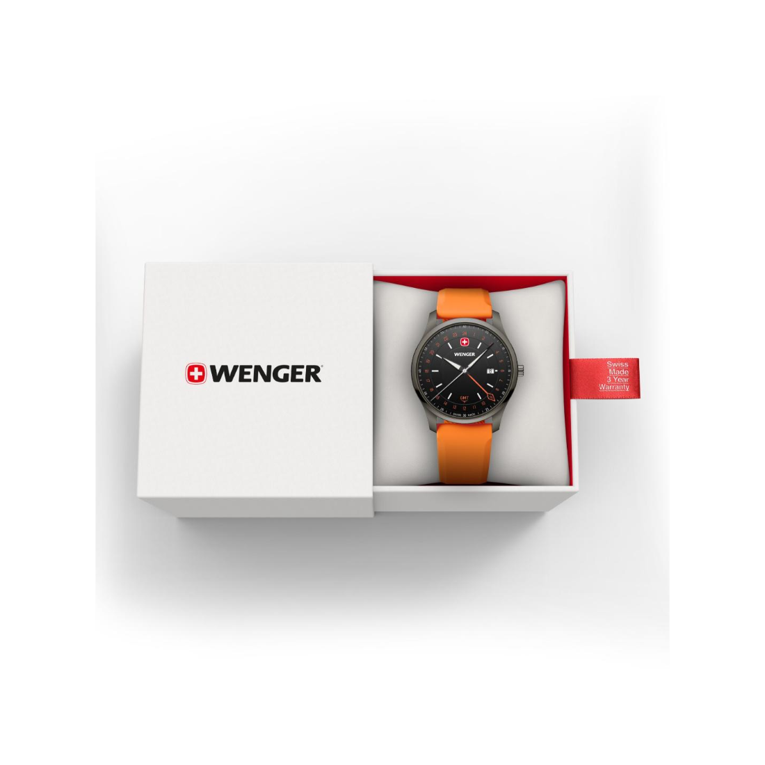 Wenger City GMT Swiss Made 42 mm Black Dial Men Watch 01.1442.104