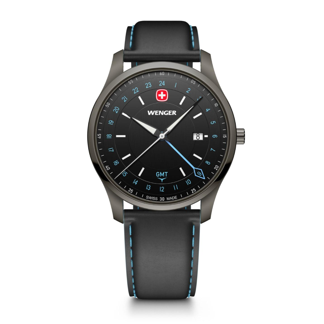Wenger City GMT Swiss Made 42 mm Black Dial Men Watch 01.1442.105
