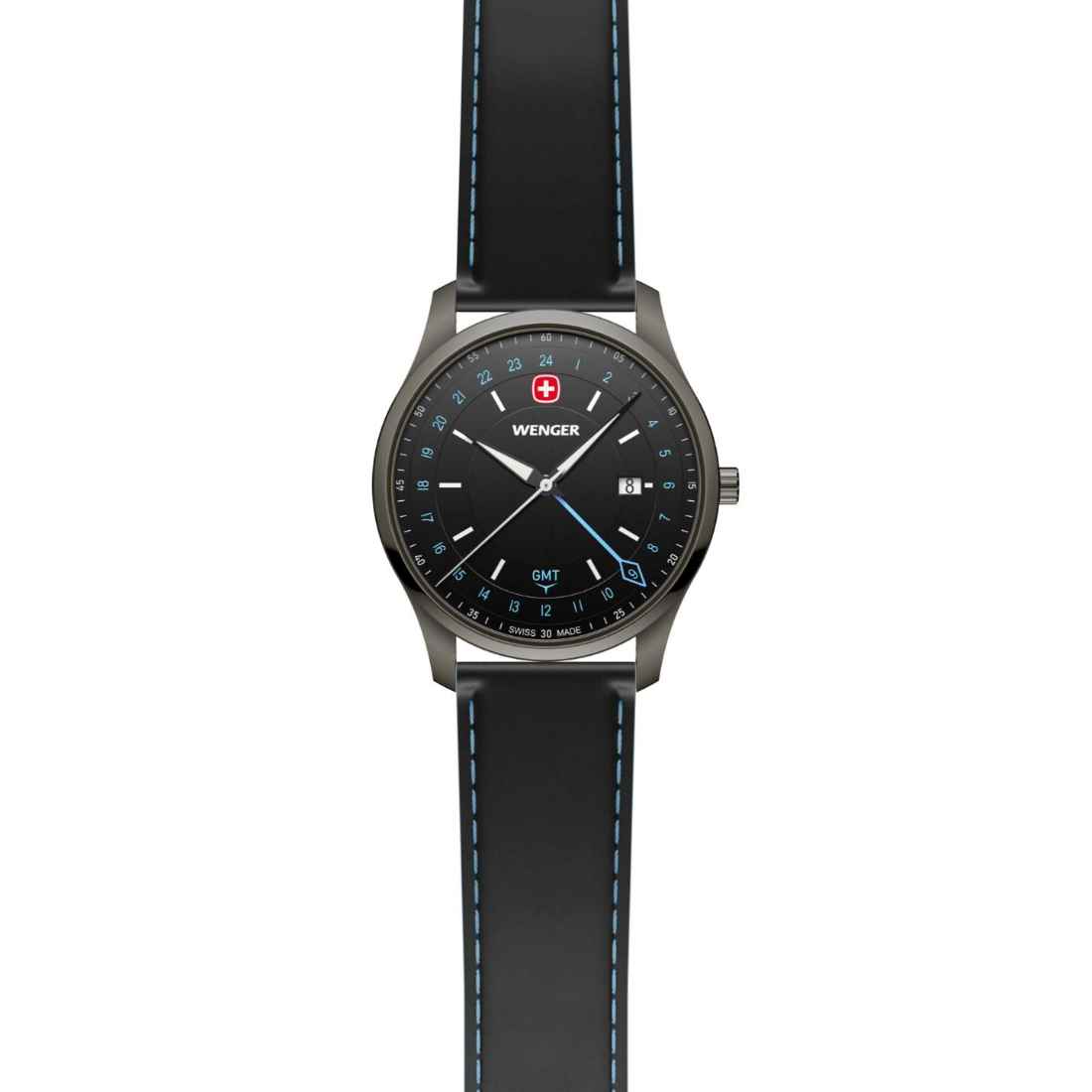Wenger City GMT Swiss Made 42 mm Black Dial Men Watch 01.1442.105
